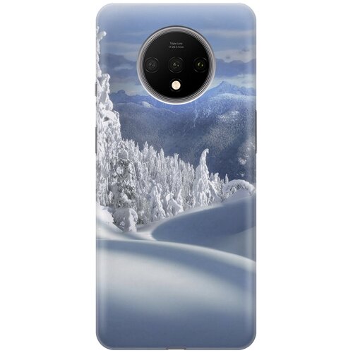 фото Силиконовый чехол на oneplus 7t / ванплюс 7т с принтом "заснеженный лес и горы gosso