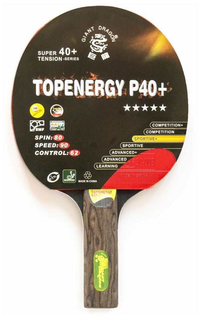 Теннисная ракетка коническая Dragon Topenergy 5 Star New (прямая)