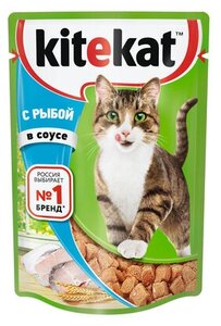 Фото Kitekat Паучи с рыбой в соусе для кошек 10151306, 0,085 кг (18 шт)