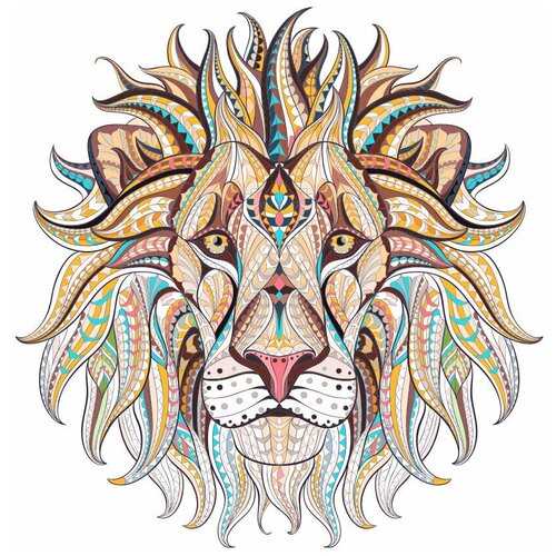 Термонаклейка на одежду (белую/светлую) Этнический лев