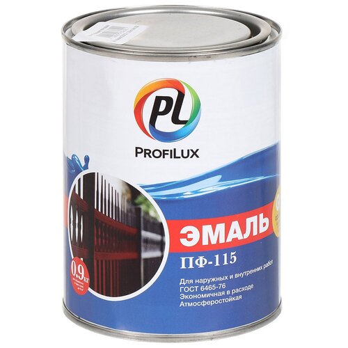 Эмаль Profilux, ПФ-115, алкидная, глянцевая, белая, 0.9 кг эмаль пф 115 универсальная алкидная profilux superprice глянцевая черная 20 кг