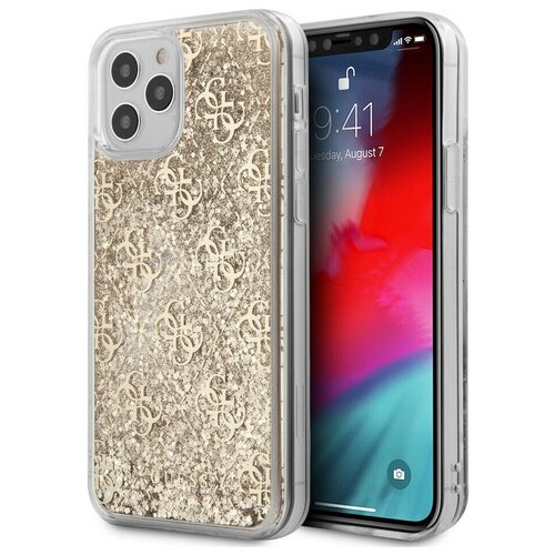 фото Чехол cg mobile guess liquid glitter 4g hard для iphone 12/12 pro, цвет золотой (guhcp12mlg4gslg)