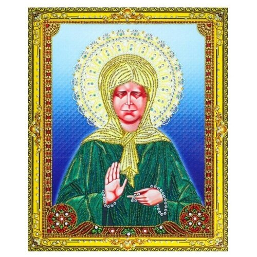 Алмазная мозаика на подрамнике 40x50 см / фигурные стразы / Икона. Матрона Московская