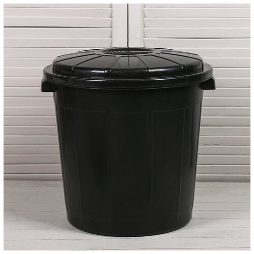 Бак хозяйственно-бытовой 40 л с крышкой чёрный 1410₽