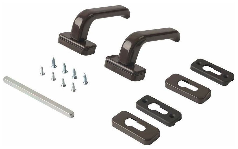 фото Гарнитур нажимной раздельный для пластиковых и алюминиевых дверей, коричневый