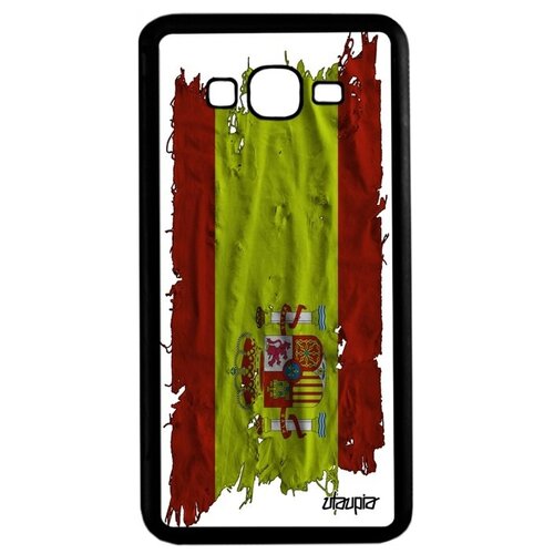 фото Противоударный чехол для мобильного // galaxy grand prime // "флаг испании на ткани" государственный патриот, utaupia, белый