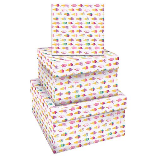 фото Набор квадратных коробок 3в1, meshu "ice creams", (19,5*19,5*11-15,5*15,5*9см)
