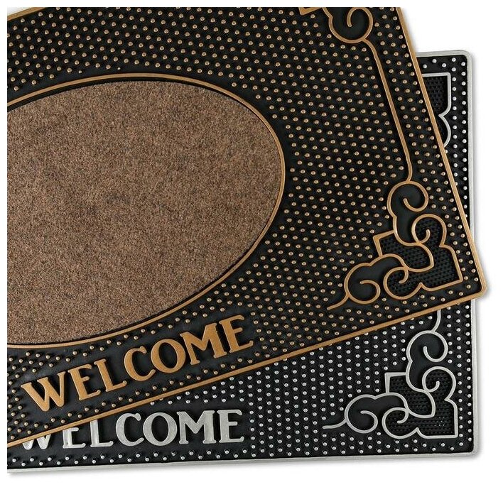 Доляна Коврик придверный резиновый Доляна Welcome, 40×70 см, цвет микс - фотография № 5