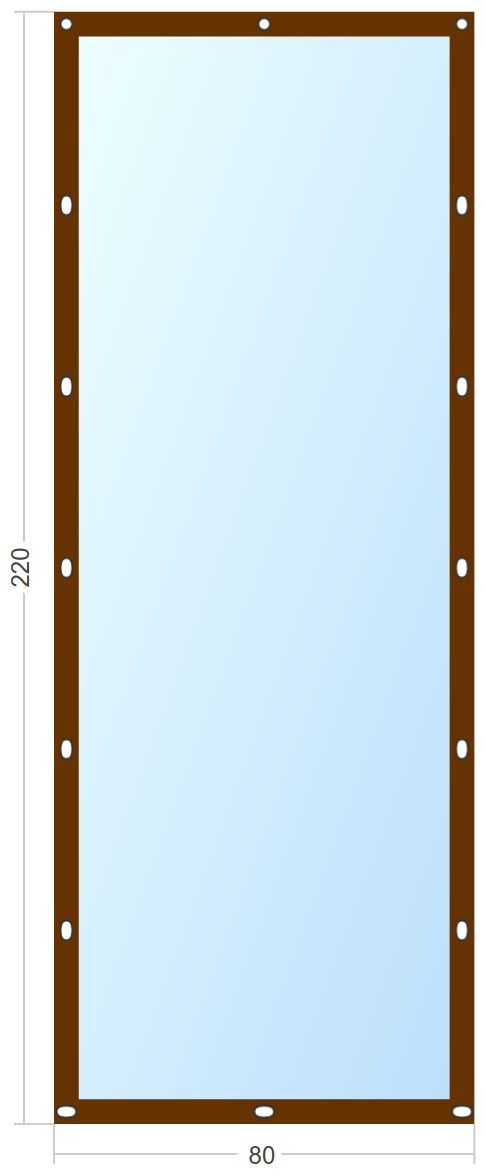 Мягкое окно Софтокна 80х220 см съемное, Французский замок, Прозрачная пленка 0,7мм, Коричневая окантовка, Комплект для установки - фотография № 3