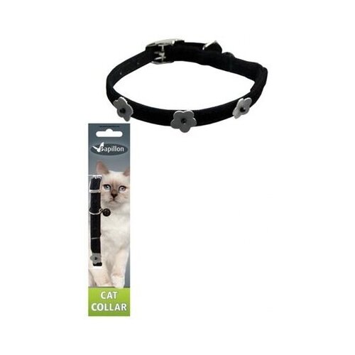 Papillon Светоотражающий ошейник для кошек 10мм-28см, черный (Reflective velvet cat collar 10 mm x 28 cm, colour black) 270101, 0,016 кг papillon китти adjustable cat collar 10 mm x 21 33 cm kitty cat для кошек оранжевый 10мм 21 33см