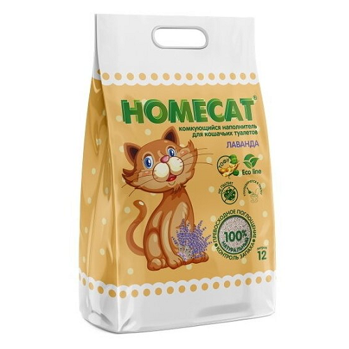 Наполнитель HOMECAT Ecoline Лаванда для кошачьих туалетов с ароматом лаванды, комкующийся 12л