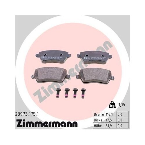 23973.175.1_колодки Дисковые Передние! Nissan Micra 1.2i-1.5cdi &16v 03> Zimmermann арт. 239731751