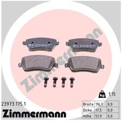 Дисковые тормозные колодки передние Zimmermann 23973.175.1 для Dacia, Mercedes-Benz, Nissan, Renault (4 шт.)