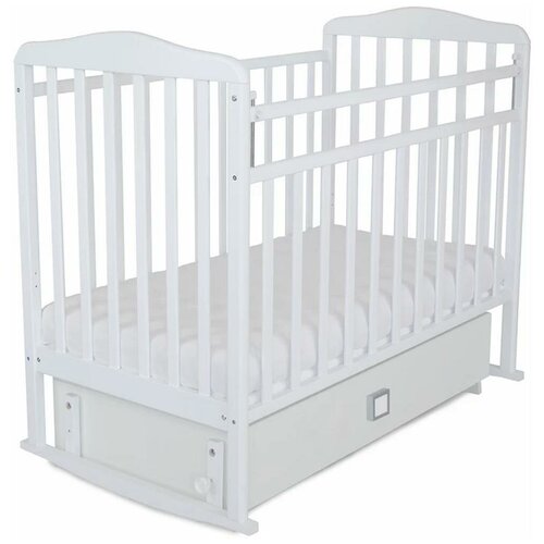 Кровать детская СКВ Митенька поперечный маятник, ящик 168001 белая