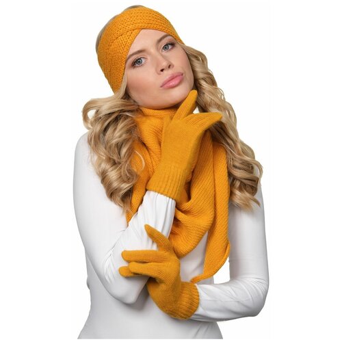 фото Женская повязка на голову lambonika жужу, цвет: горчичный; желтый, размер: 52-56