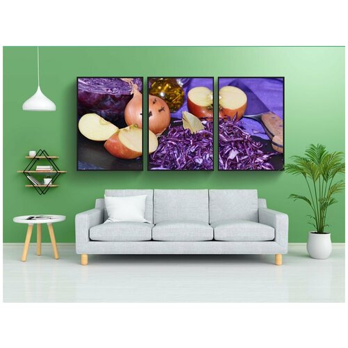 фото Набор модулных постеров для интерьера "красная капуста, сырой, еда" 60x90 см. в тубусе, без рамки lotsprints