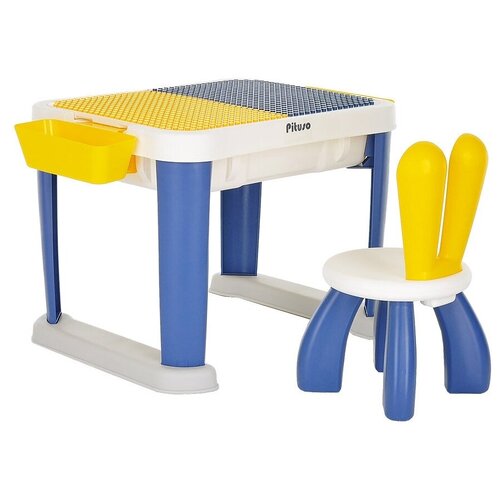 фото Комплект pituso стол + стул l-jmz01 70x50 см желтый/белый/синий
