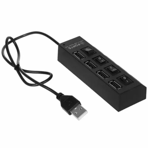 Переходник USB HUB Smartbuy на 4 порта (SBHA-7204-B) черный