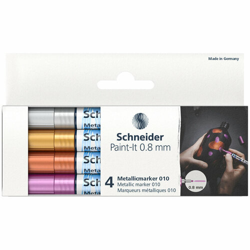 фото Набор маркеров для декорирования schneider ml01011501 paint-it 010, металлик, 4цв, 0,8мм