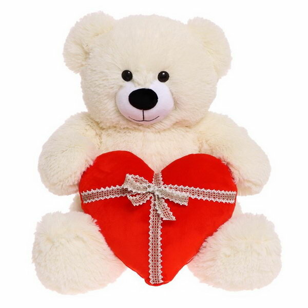 Мягкая игрушка "Медведь Мартин с сердцем", 65 см, цвет молочный
