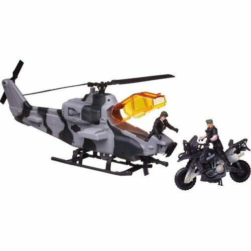 Игровой набор Abtoys PT-01667 Боевая сила Военная техника: вертолет, мотоцикл, 2 фигурки солдат
