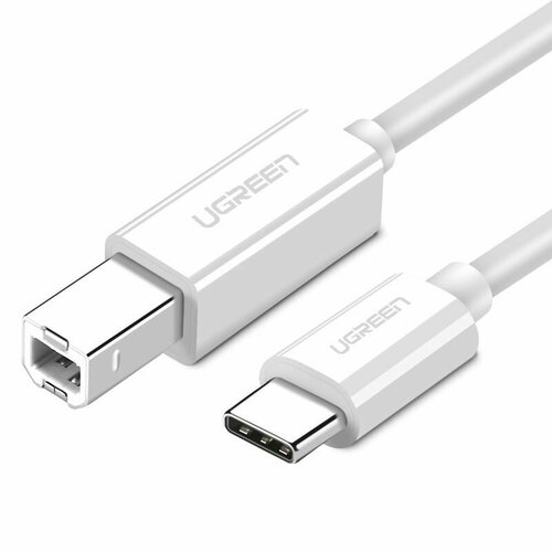 Кабель UGREEN US241 (40560) USB-C 2.0 To USB-B 2.0 Print Cable 1m - White кабель переходник ugreen usb c 3 1 usb 2 0 type c type b для принтера синтезатора midi клавиатуры жесткого диска 1 метра