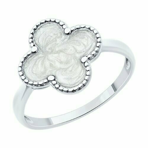 фото Кольцо diamant online, серебро, 925 проба, эмаль, размер 18.5, белый