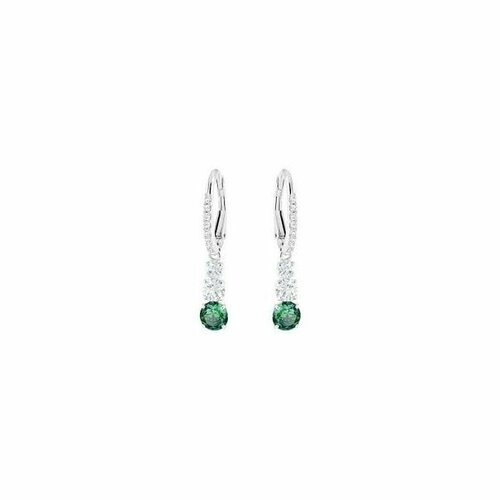 Серьги с подвесками SWAROVSKI кристаллы Swarovski размер 30 мм зеленый серебряный 5249₽