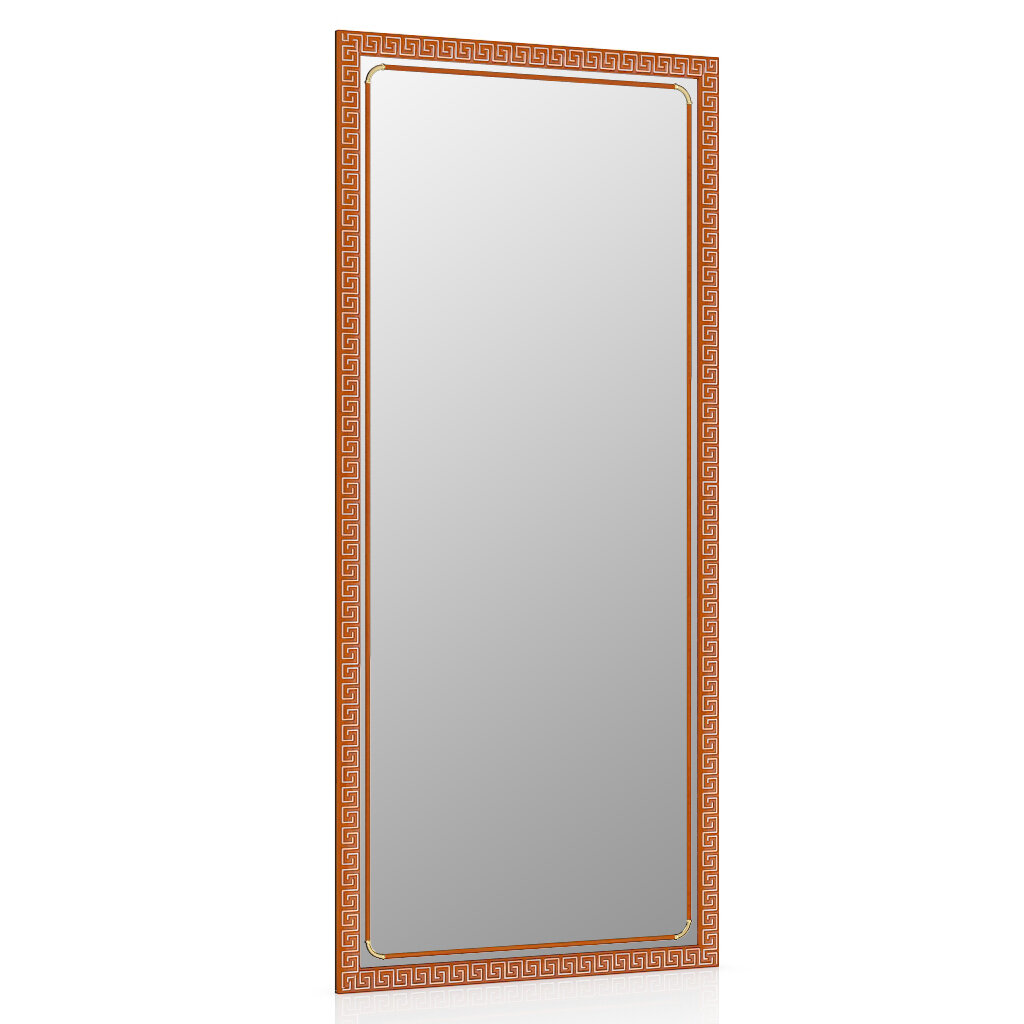 Зеркало 119С тёмная вишня, греческий орнамент, ШхВ 45х100 см, зеркала для офиса, прихожих и ванных комнат, горизонтальное или вертикальное крепление