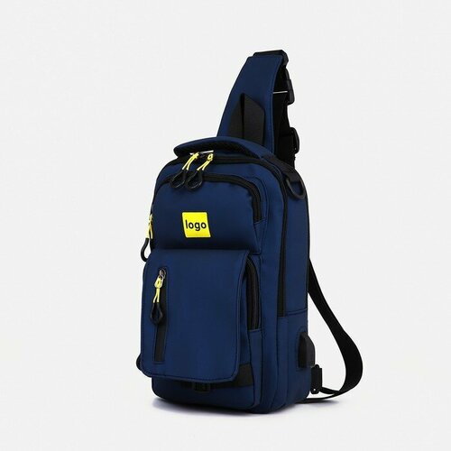 Рюкзак-слинг 2 отдела на молнии, 3 наружных кармана, USB, цвет синий рюкзак слинг 2 отдела на молнии 3 наружных кармана usb цвет синий