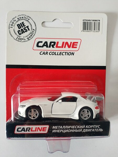 Машинка CARLINE, 1:64 металл, инерционная (белая) GT9349,