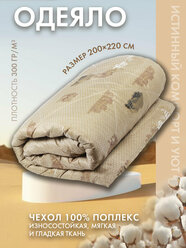 Одеяло евро теплое и легкое для сна зимой и летом 200х220 см с верблюжьей шерстью