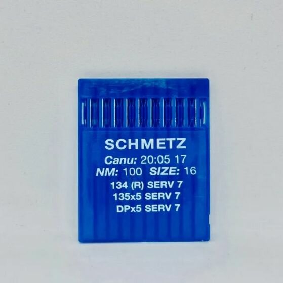 Иглы для промышленных швейных машин Schmetz, толстая колба 134/DPx5 SERV7 №100, 10 шт.