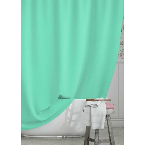 Штора для ванной комнаты 180х180 см Бирюза Аквалиния, водонепроницаемая занавеска в ванную, Peva, цвет голубой