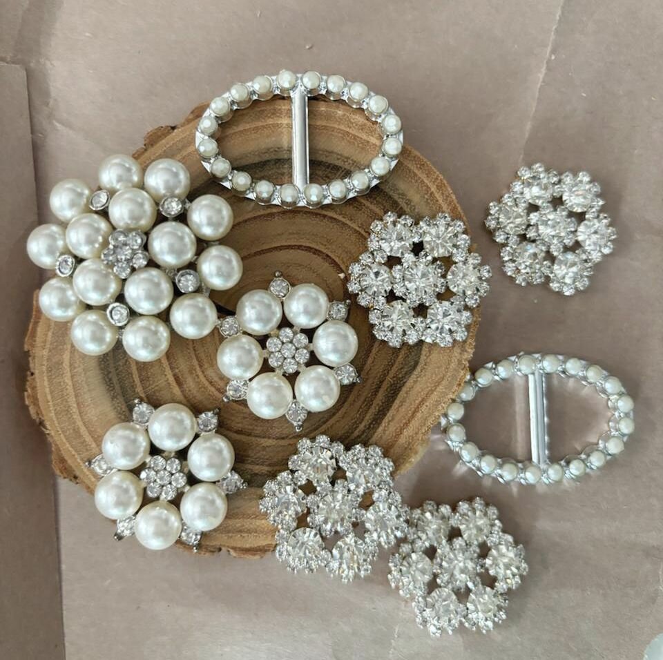 Набор Страз Wedding, металлическая без крепления, 9 штук, размер от 20 до 38 мм.