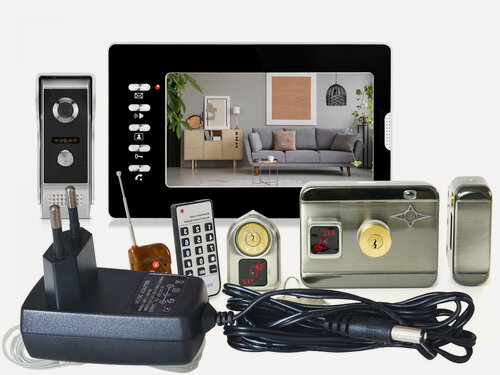 Изображение товара Набор: цветной домофон EP-7300-B и замок AX-066 (K81570MOK) и вызывная панель - замок на калитку электромеханический с домофоном