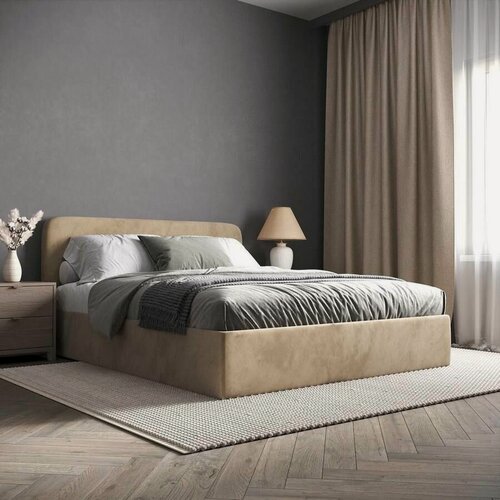 Изображение товара 180х190, InRoom двуспальная кровать с настилом Abstraction NS, велюр бежевый