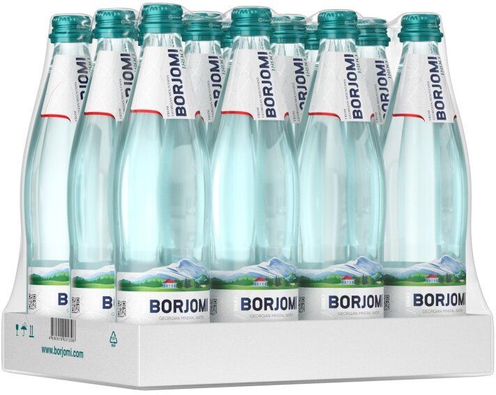 Минеральная вода Borjomi газированная, стекло, 12 шт. по 0.5 л — фото 1