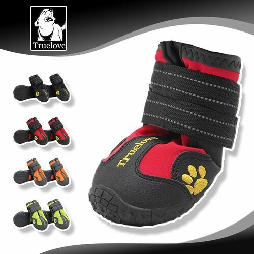 Обувь для собак Truelove 4шт дышащие ботинки для собак с противоскользящей подошвой и светоотражающими ремешками для всех пород