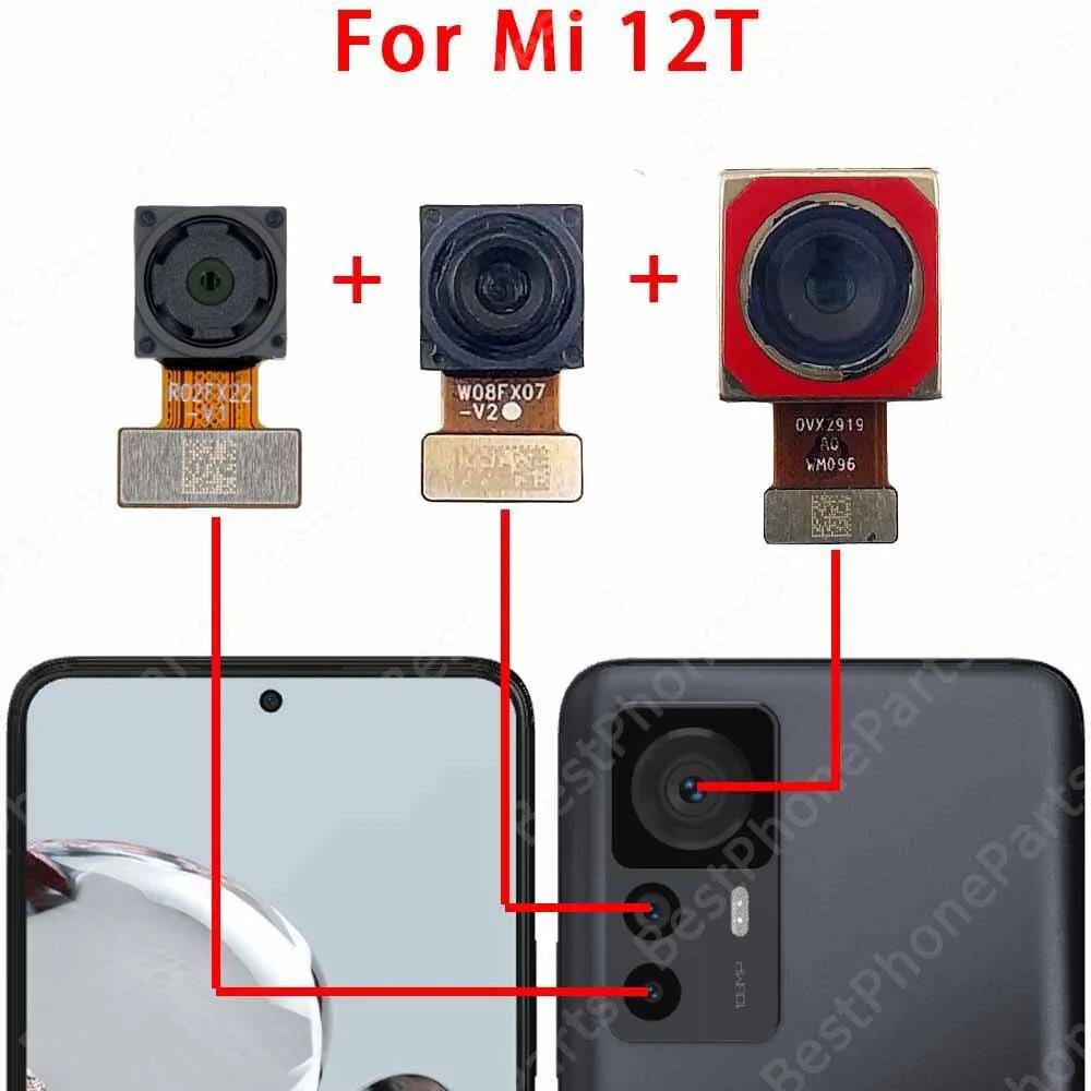 Задняя камера для Xiaomi Mi 12T Pro Xiaomi12T Xiaomi12TPro, модуль камеры, вид сзади, запасные части, Mi 12T Back AII