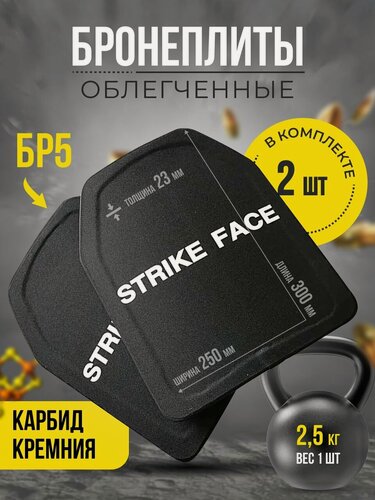 Изображение товара Усиленная бронепластина для бронежилета карбид кремния 25х30 см класс NIJ IV (БР 5)