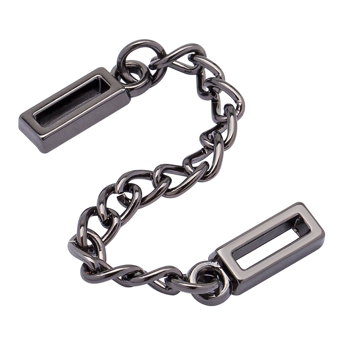 Вешалка цепочка для одежды пришивная, 70*5 мм, 10 шт, металл, Айрис (черный никель)