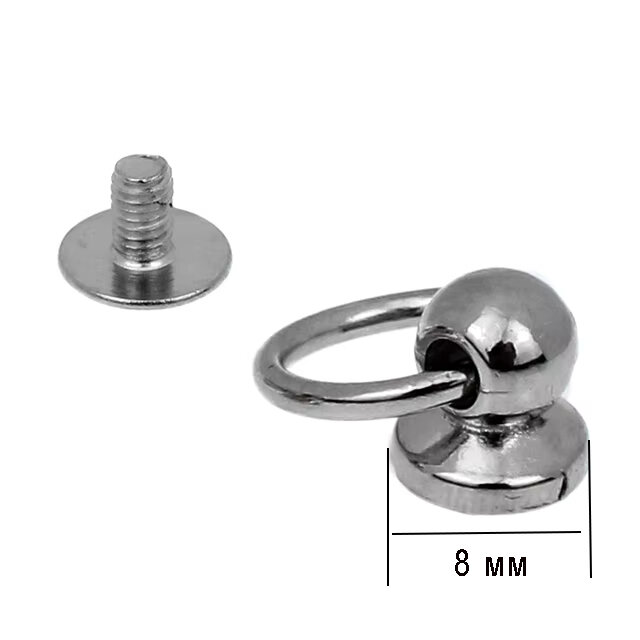 Металлические заклепки для сумки, серебристые, 8мм, 10 штук