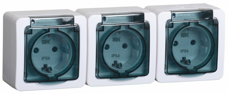 IEK GERMES PLUS РСб23-3-ГПБд Розетка 3м с заземлением о/у IP54 (дымчатый), ERMP32-K03-16-54-EC