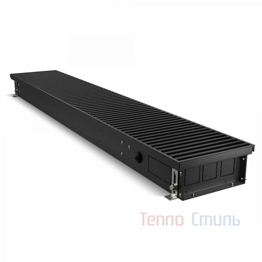 Внутрипольный конвектор TECHNO Vent KVZV, 190х85х800 /24V/, с вентилятором (решетка входит в комплект) чёрный цвет