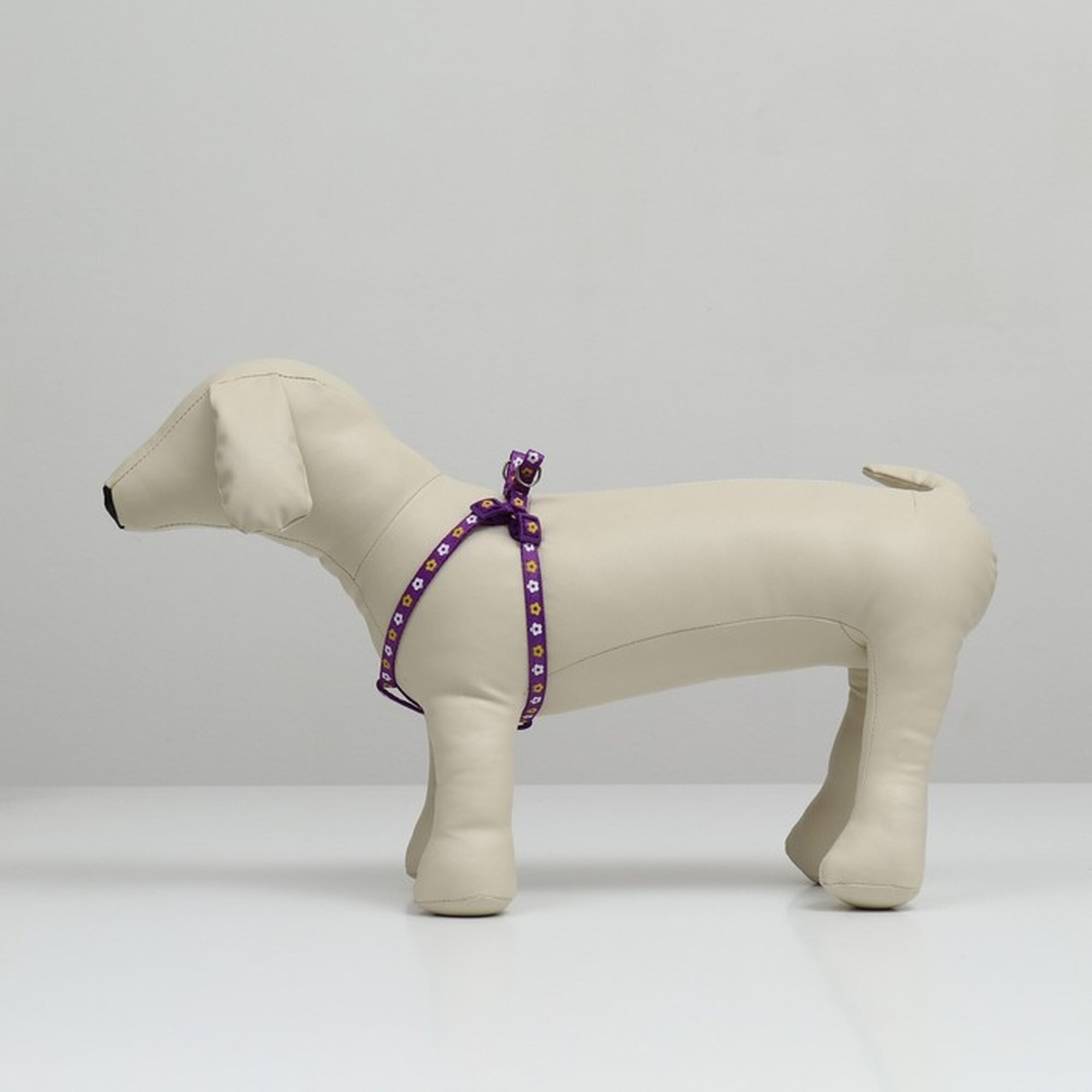 Изображение Шлейка Пижон "Цветы", прогулочная, регулируемая, текстиль, 27-42х1 см