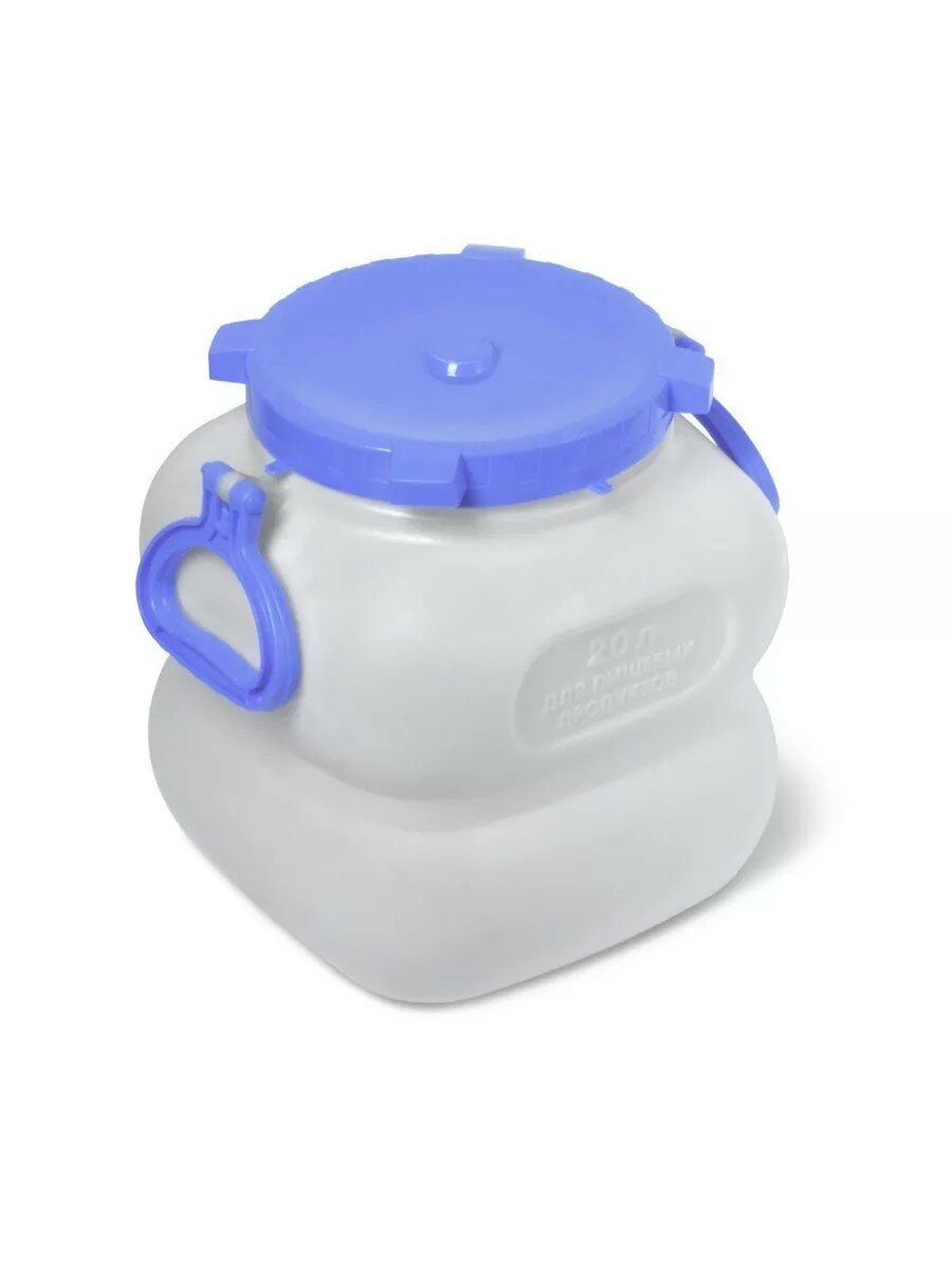 Бочка пластик пищевая 20 л прямоугольная с ручками белая С908БЕЛ Гранде Martika