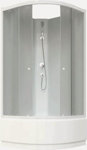Изображение товара Душевая кабина Parly Effect TMF901 стеклянная, 85x85, высокий поддон, открытая (без крыши), с матовым стеклом, без гидромассажа с белым профилем
