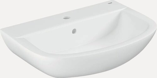 Изображение товара Раковина подвесная Grohe Bau Ceramic 39421000 61 фарфоровая, раковина для ванной, белая, полукруглая, со встроенным сливом-переливом