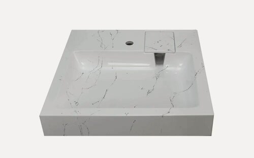 Изображение товара Раковина над стиральной машиной Stella Polar Солярис SP-00001405 60x60 на кронштейнах, белая, глянцевая, раковина для ванной из искусственного мрамора, квадратная